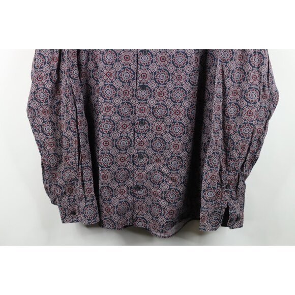Express Mens Size 2XL XXL Slim Geometric Tapestry Collared Button Shirt Cotton - Picture 3 of 11
